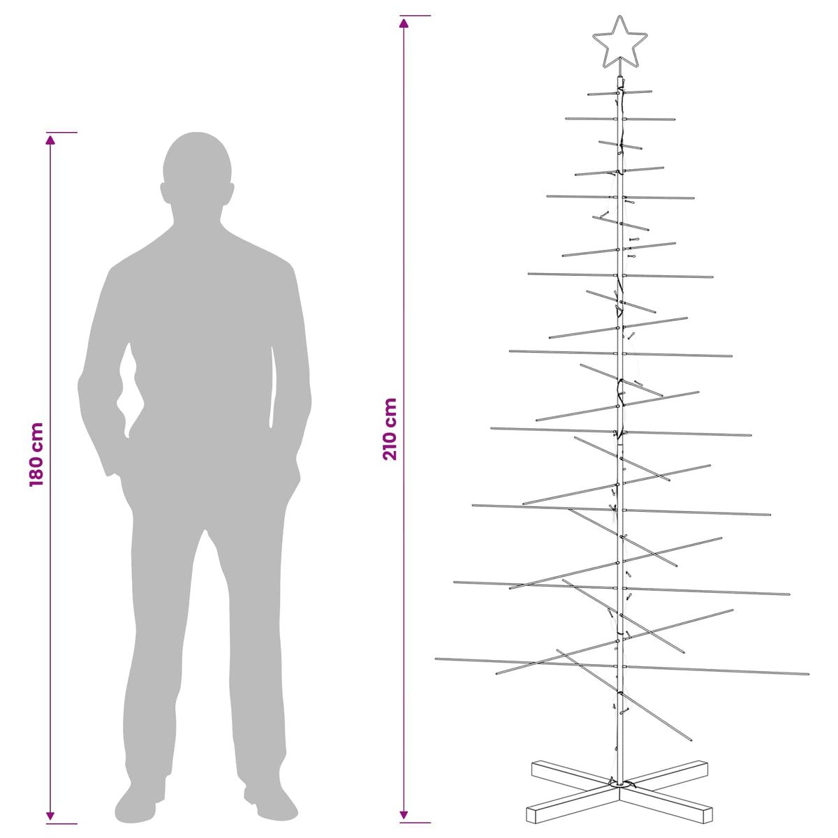 Metal Christmas Tree with Stand KUOPIO 210 cm Warm White Steel