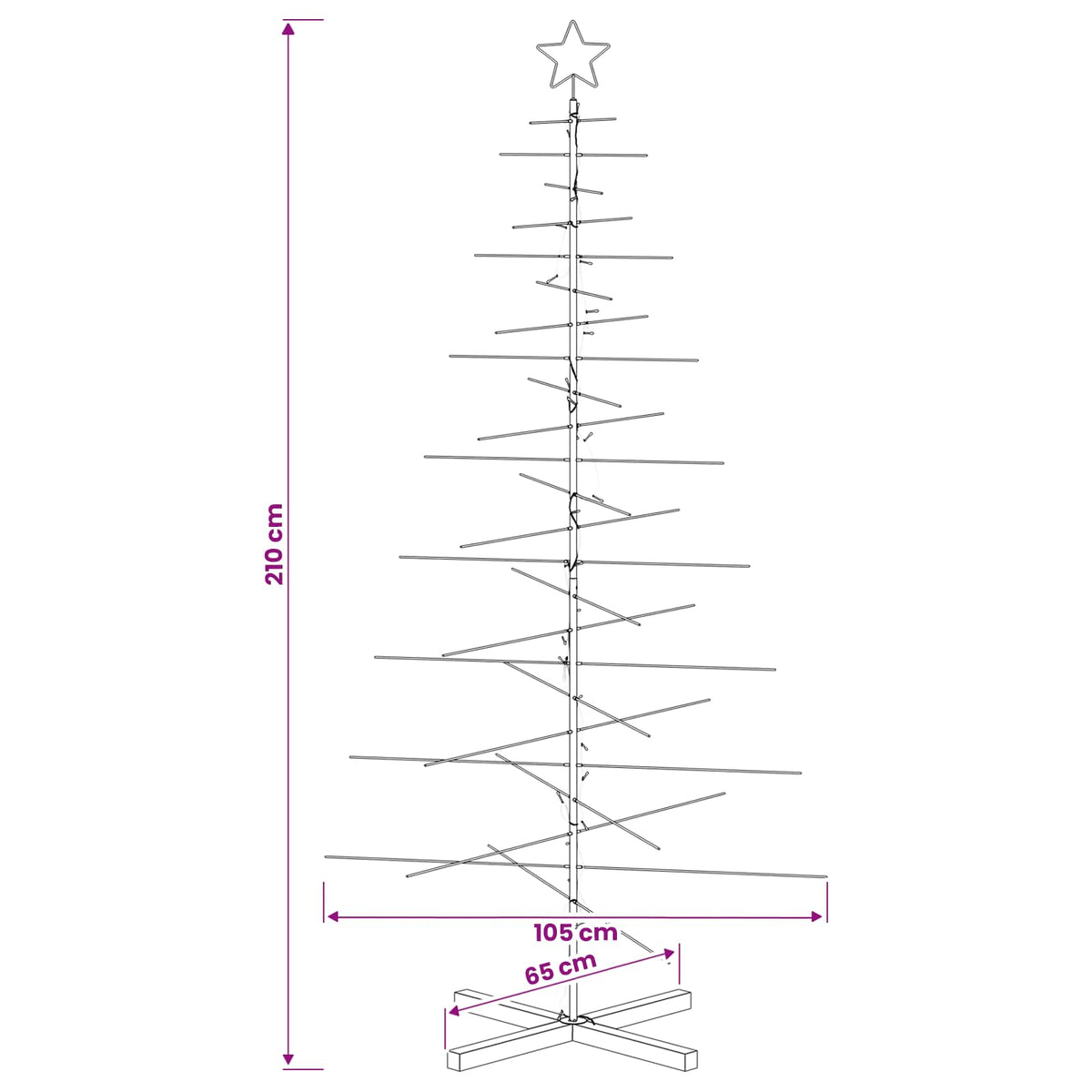 Metal Christmas Tree with Stand KUOPIO 210 cm Warm White Steel