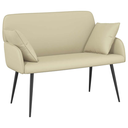 2 Seater Sofa with Metal Legs 2-Seater Cream Faux Leather