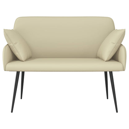 2 Seater Sofa with Metal Legs 2-Seater Cream Faux Leather