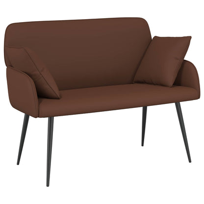 2 Seater Sofa with Metal Legs 2-Seater Brown Faux Leather