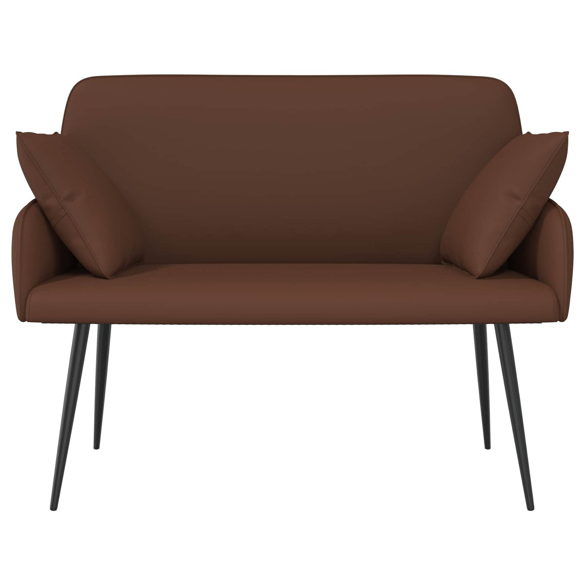 2 Seater Sofa with Metal Legs 2-Seater Brown Faux Leather