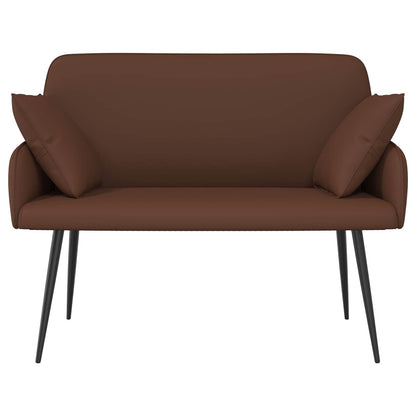2 Seater Sofa with Metal Legs 2-Seater Brown Faux Leather