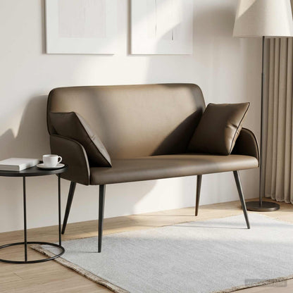 2 Seater Sofa with Metal Legs 2-Seater Grey Faux Leather