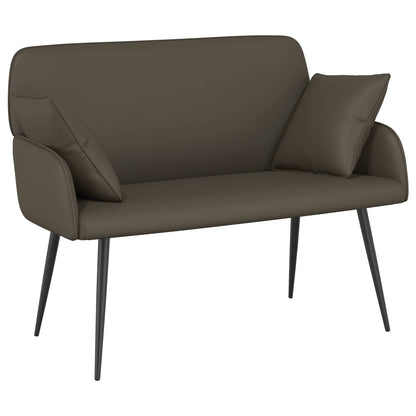 2 Seater Sofa with Metal Legs 2-Seater Grey Faux Leather