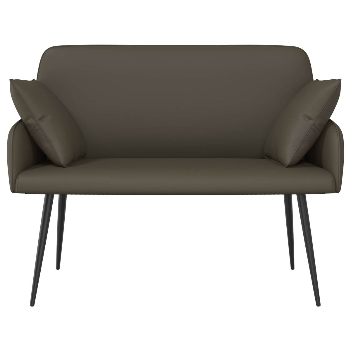 2 Seater Sofa with Metal Legs 2-Seater Grey Faux Leather