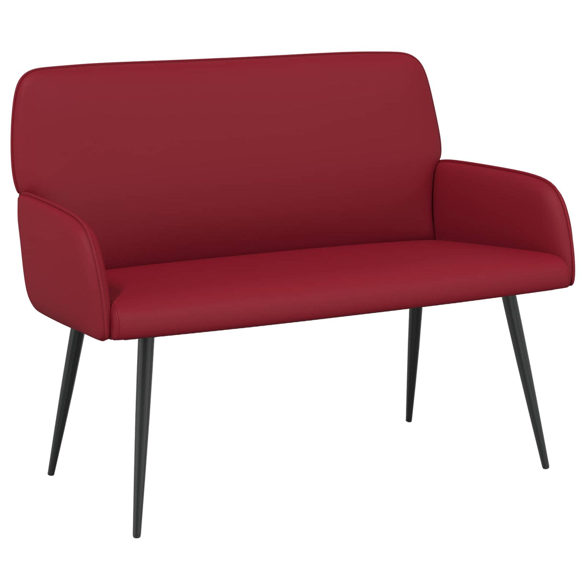 2 Seater Sofa with Metal Legs 2-Seater Wine Red Faux Leather