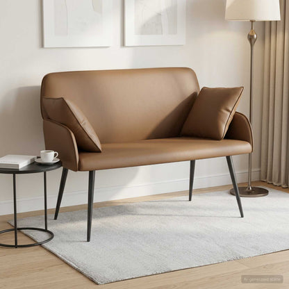 2 Seater Sofa with Metal Legs 2-Seater Cappuccino Faux Leather