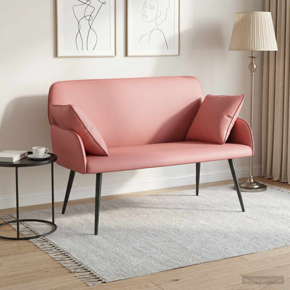 2 Seater Sofa with Metal Legs 2-Seater Pink Faux Leather