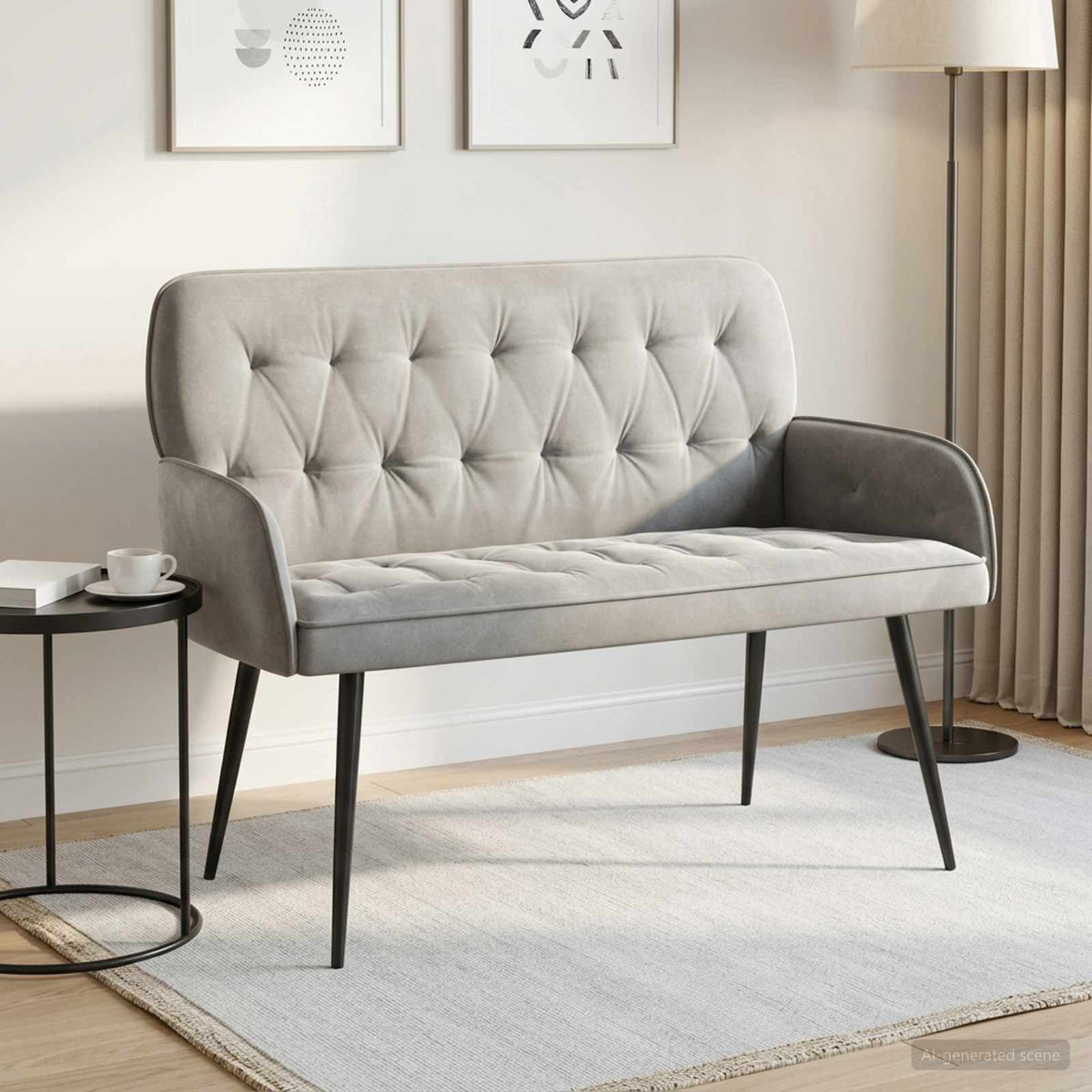 2 Seater Sofa with Metal Legs 2-Seater Light Grey Velvet