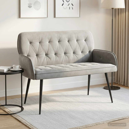 2 Seater Sofa with Metal Legs 2-Seater Light Grey Velvet