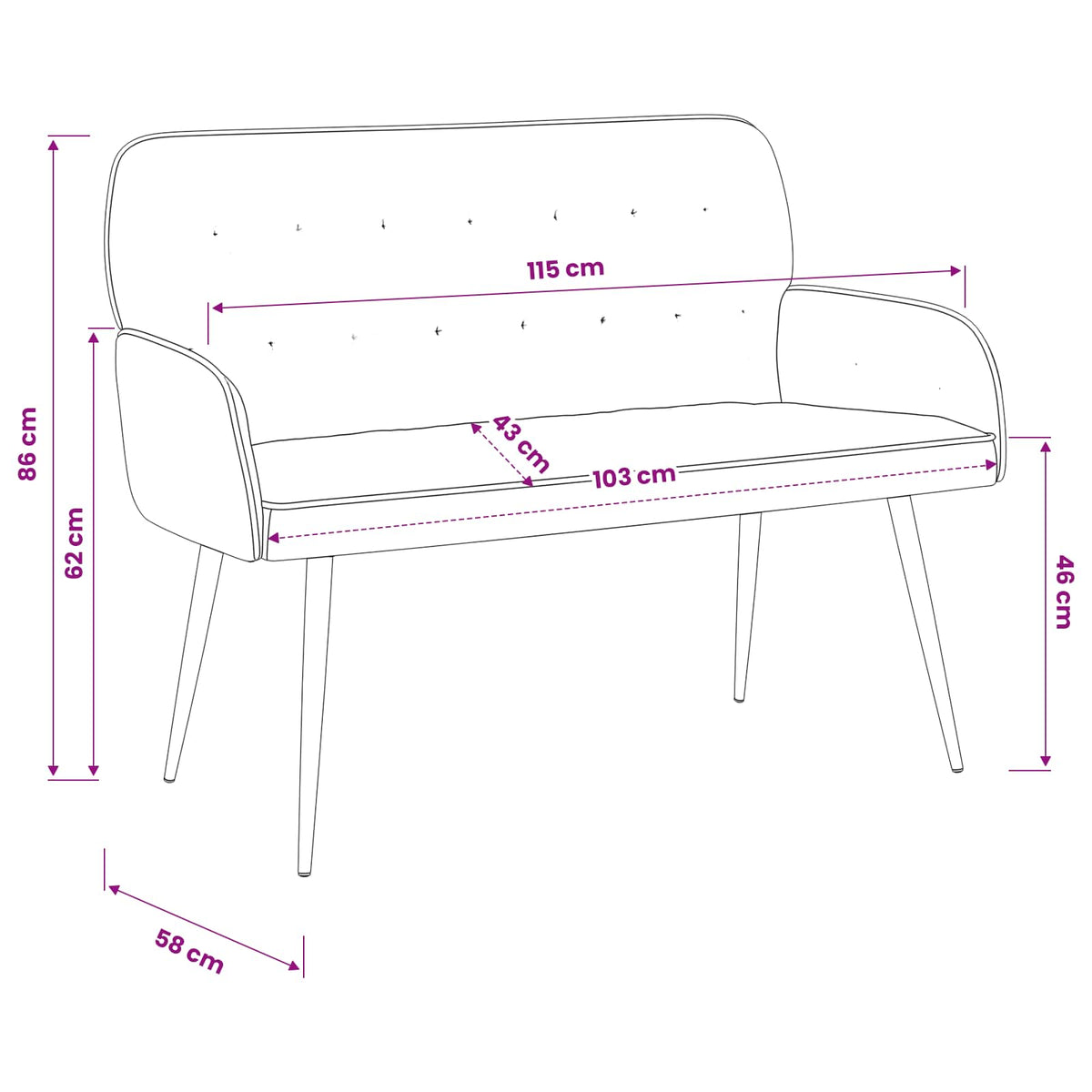2 Seater Sofa with Metal Legs 2-Seater Light Grey Velvet