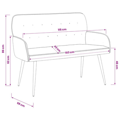 2 Seater Sofa with Metal Legs 2-Seater Light Grey Velvet