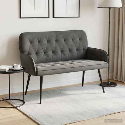 2 Seater Sofa with Metal Legs 2-Seater Dark Grey Velvet