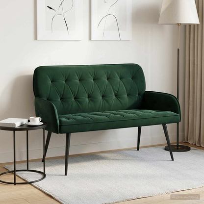 2 Seater Sofa with Metal Legs 2-Seater Dark Green Velvet