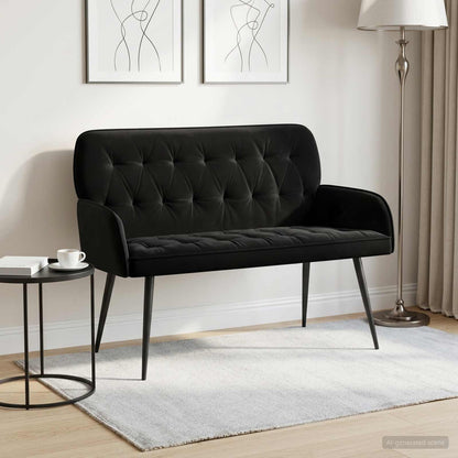 2 Seater Sofa with Metal Legs 2-Seater Black Velvet