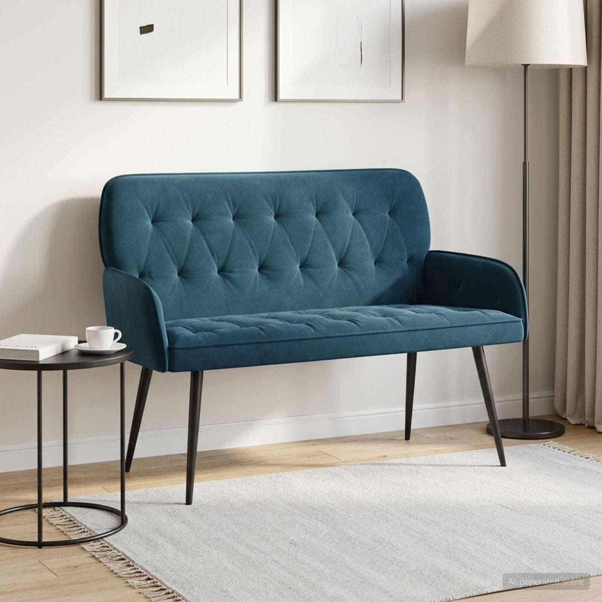 2 Seater Sofa with Metal Legs 2-Seater Blue Velvet
