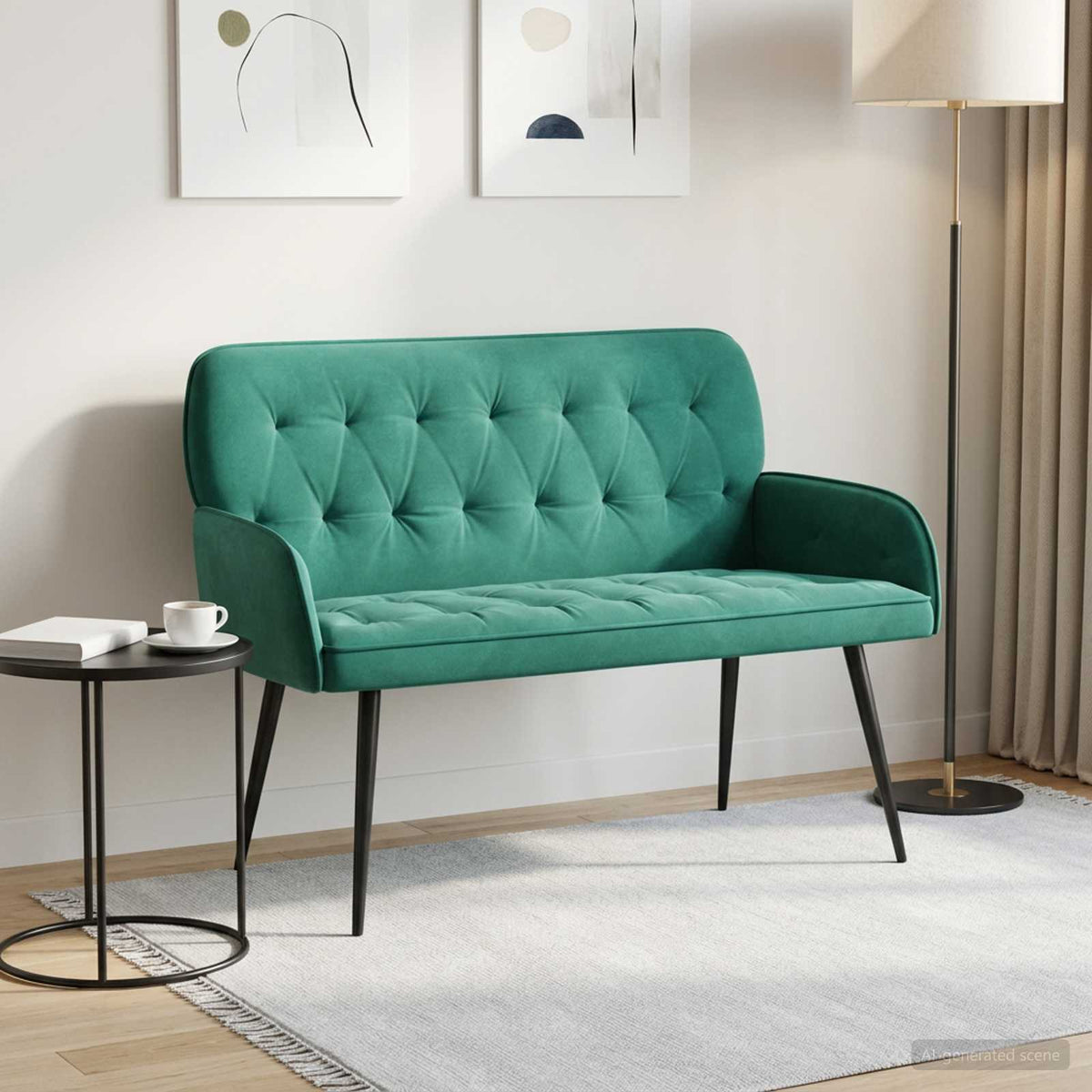 2 Seater Sofa with Metal Legs 2-Seater Turquoise Velvet