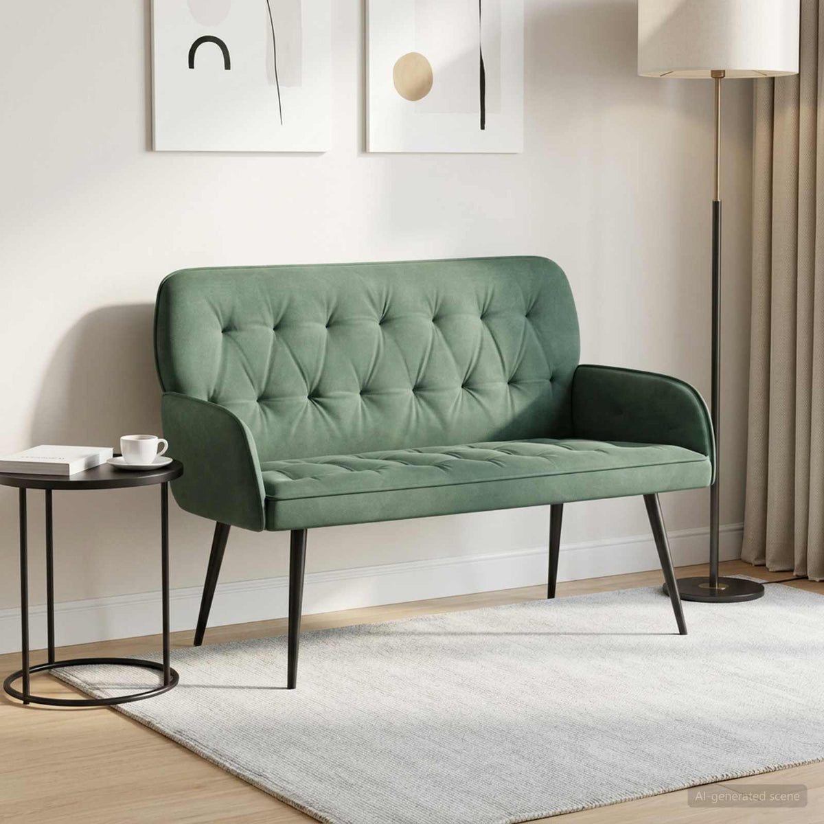 2 Seater Sofa with Metal Legs 2-Seater Sea Green Velvet