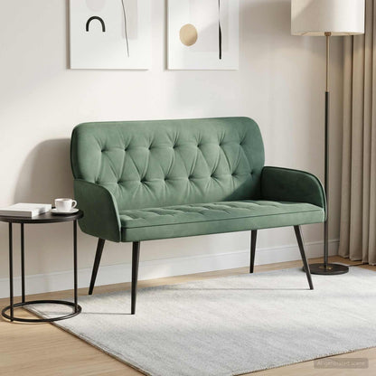2 Seater Sofa with Metal Legs 2-Seater Sea Green Velvet