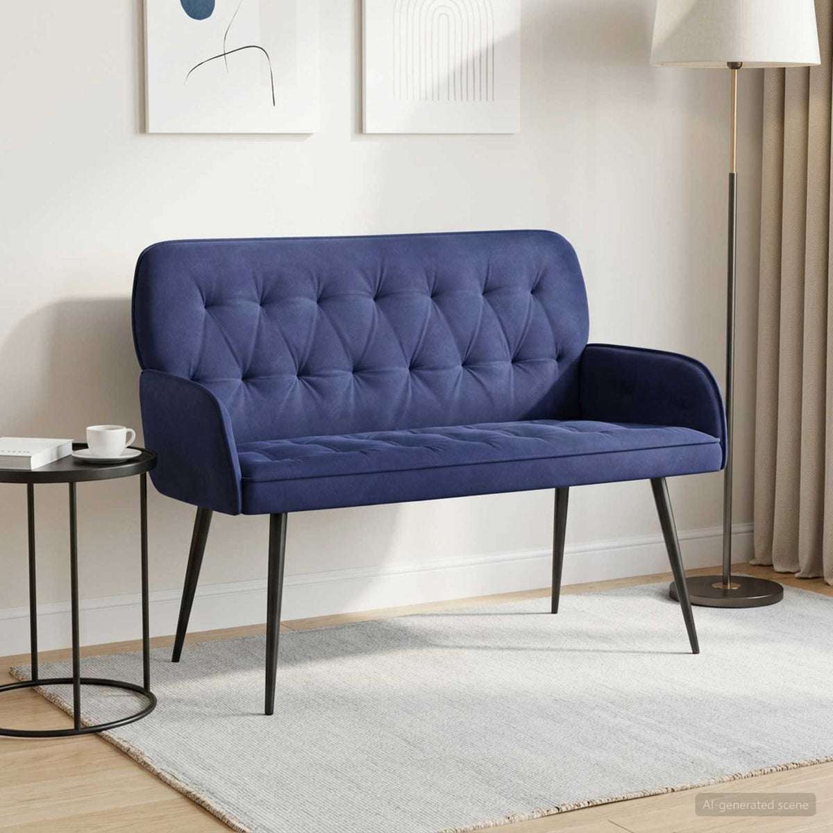 2 Seater Sofa with Metal Legs 2-Seater Police Blue Velvet