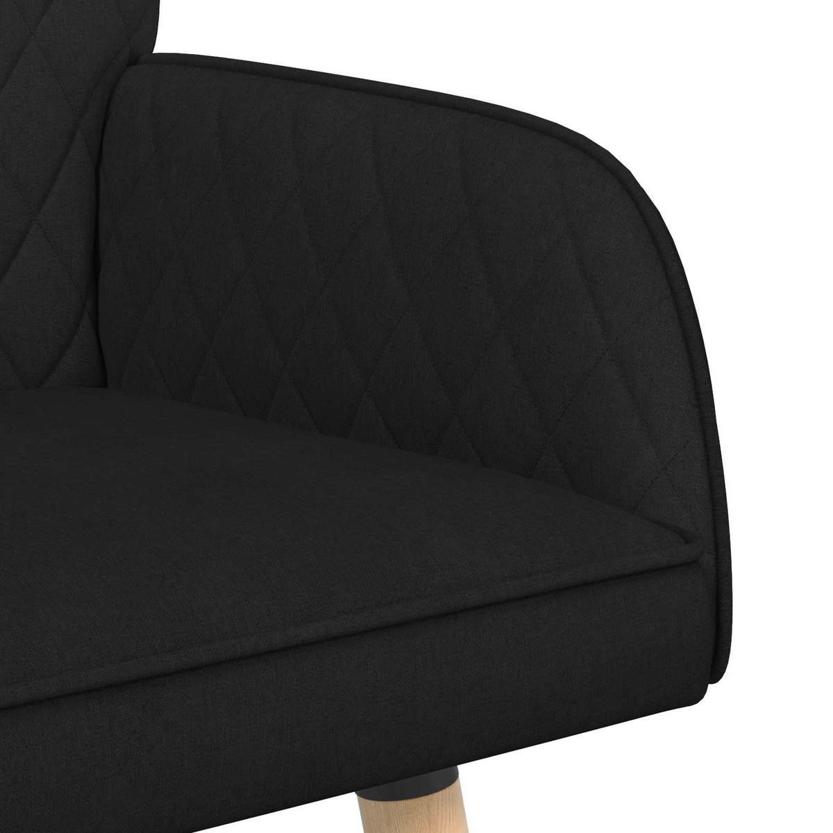 2 Seater Sofa with Solid Wood Legs 2-Seater Black Linen Fabric
