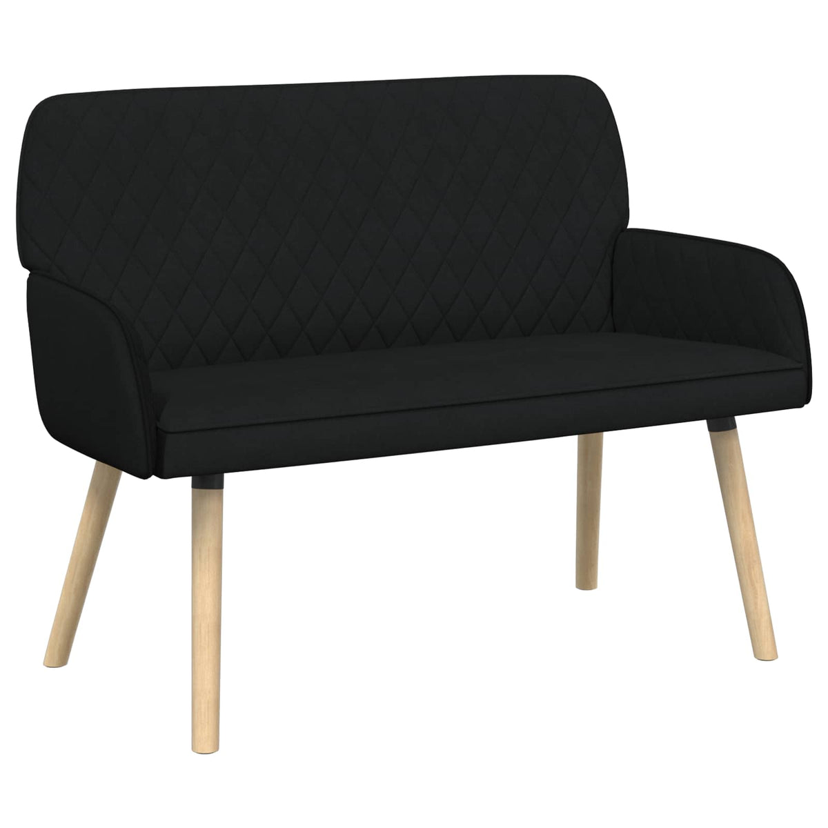 2 Seater Sofa with Solid Wood Legs 2-Seater Black Linen Fabric