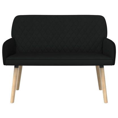 2 Seater Sofa with Solid Wood Legs 2-Seater Black Linen Fabric