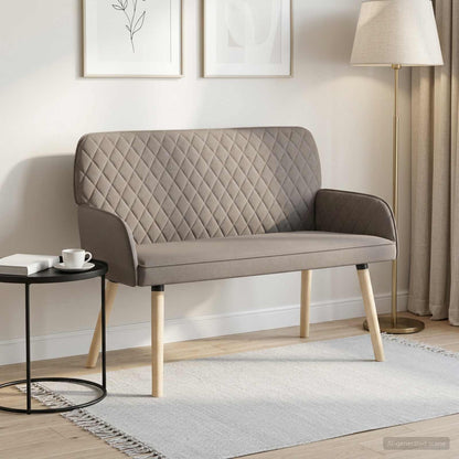 2 Seater Sofa with Solid Wood Legs 2-Seater Taupe Linen Fabric