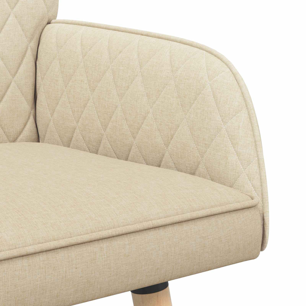 2 Seater Sofa with Solid Wood Legs 2-Seater Cream Linen Fabric