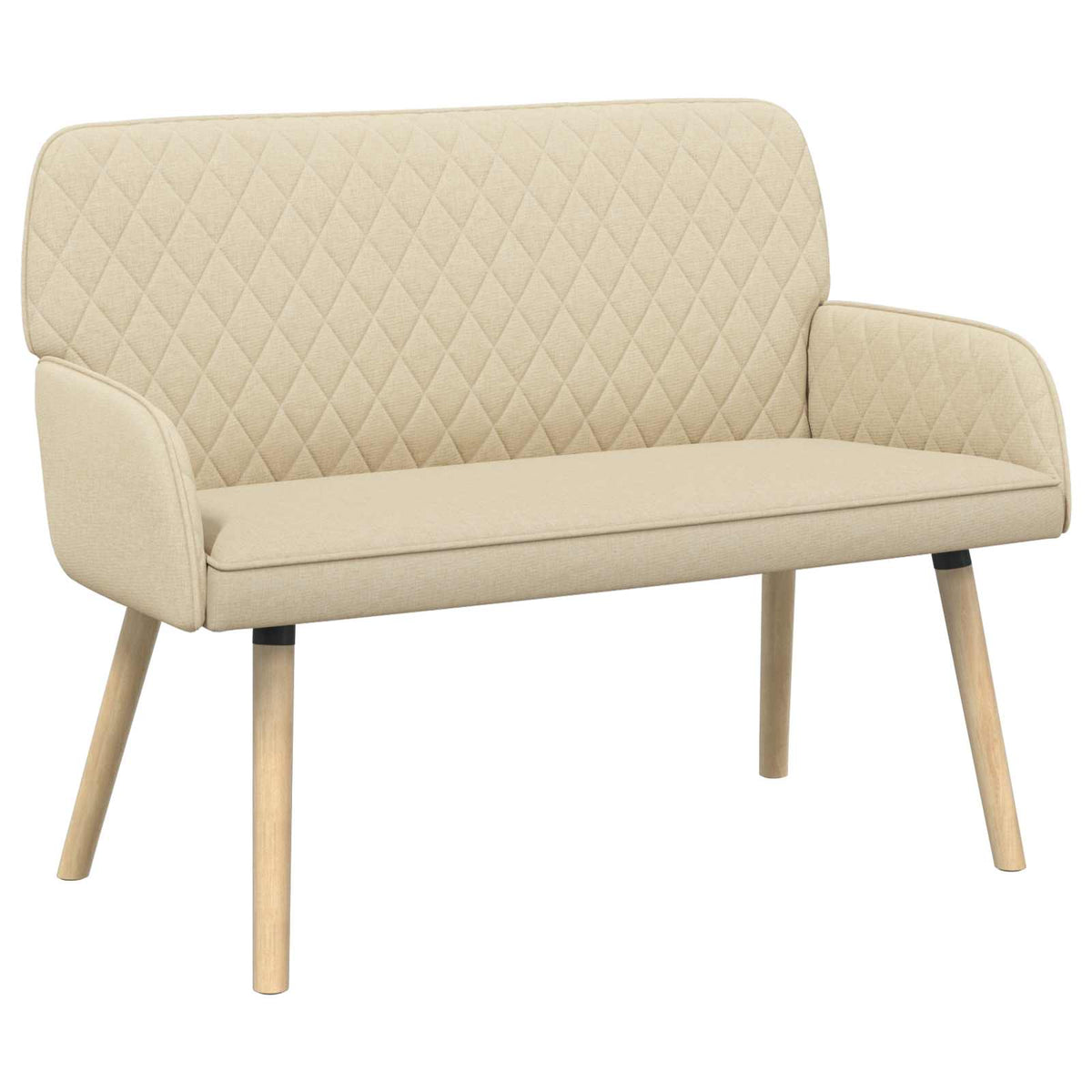 2 Seater Sofa with Solid Wood Legs 2-Seater Cream Linen Fabric