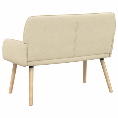 2 Seater Sofa with Solid Wood Legs 2-Seater Cream Linen Fabric