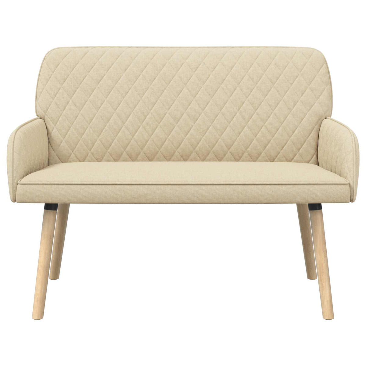 2 Seater Sofa with Solid Wood Legs 2-Seater Cream Linen Fabric