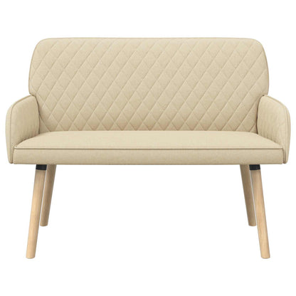 2 Seater Sofa with Solid Wood Legs 2-Seater Cream Linen Fabric
