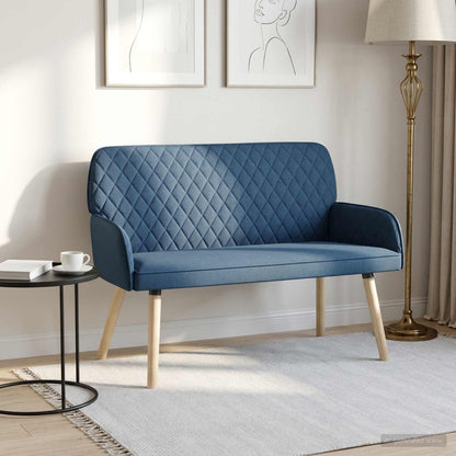 2 Seater Sofa with Solid Wood Legs 2-Seater Blue Linen Fabric
