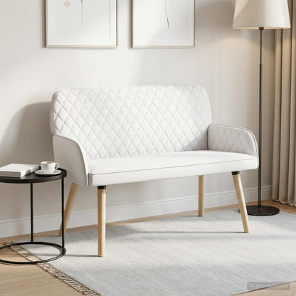2 Seater Sofa with Solid Wood Legs 2-Seater White Linen Fabric