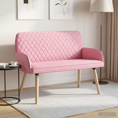 2 Seater Sofa with Solid Wood Legs 2-Seater Pink Linen Fabric