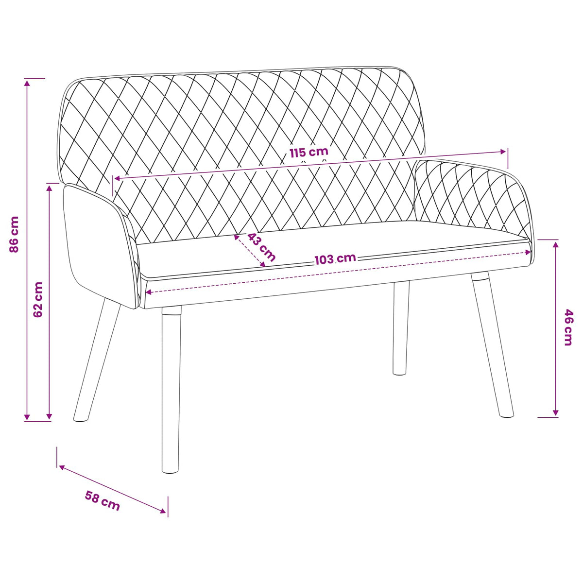 2 Seater Sofa with Solid Wood Legs 2-Seater Pink Linen Fabric