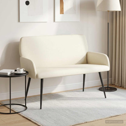 2 Seater Sofa with Metal Legs 2-Seater Cream Corduroy Fabric
