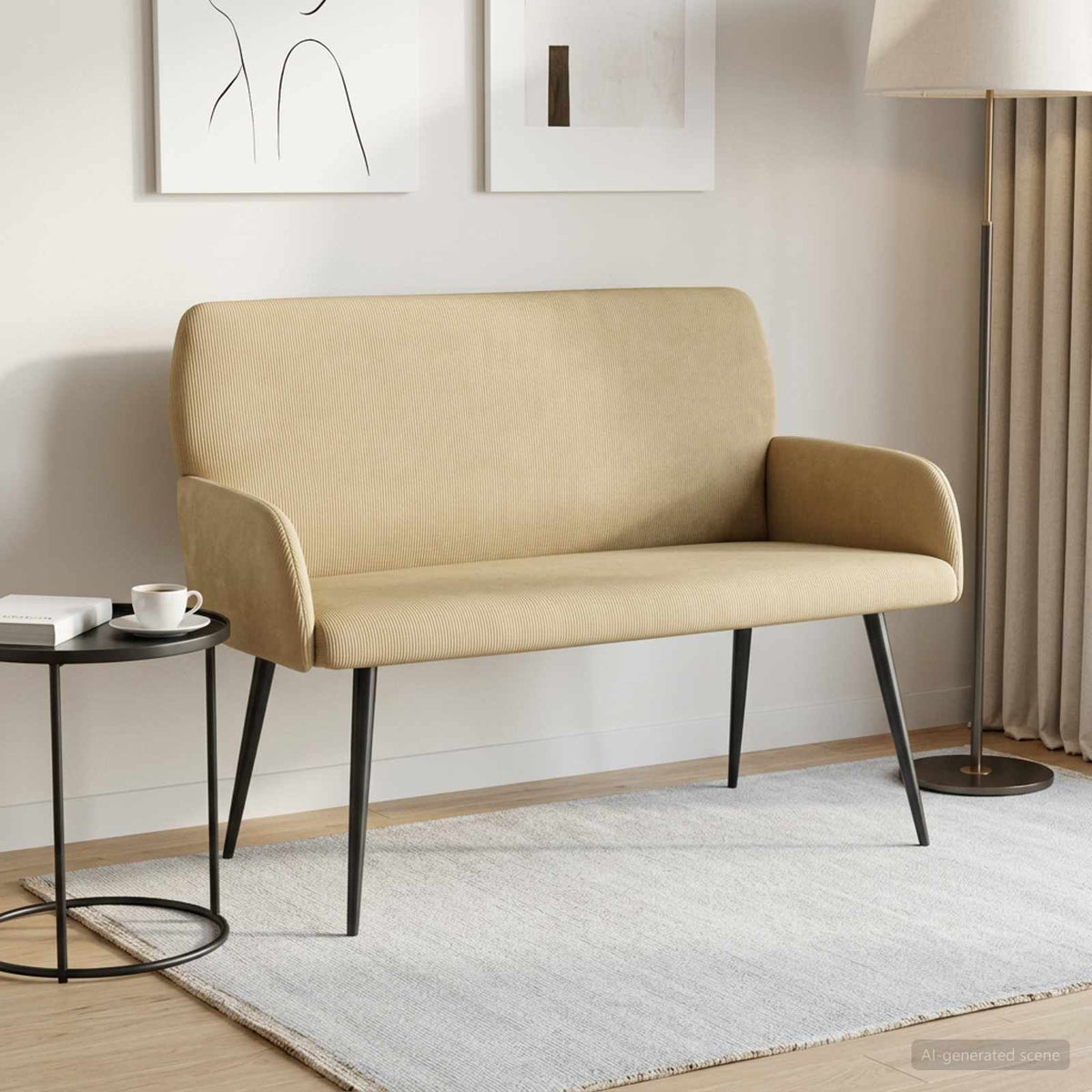 2 Seater Sofa with Metal Legs 2-Seater Grey Green
