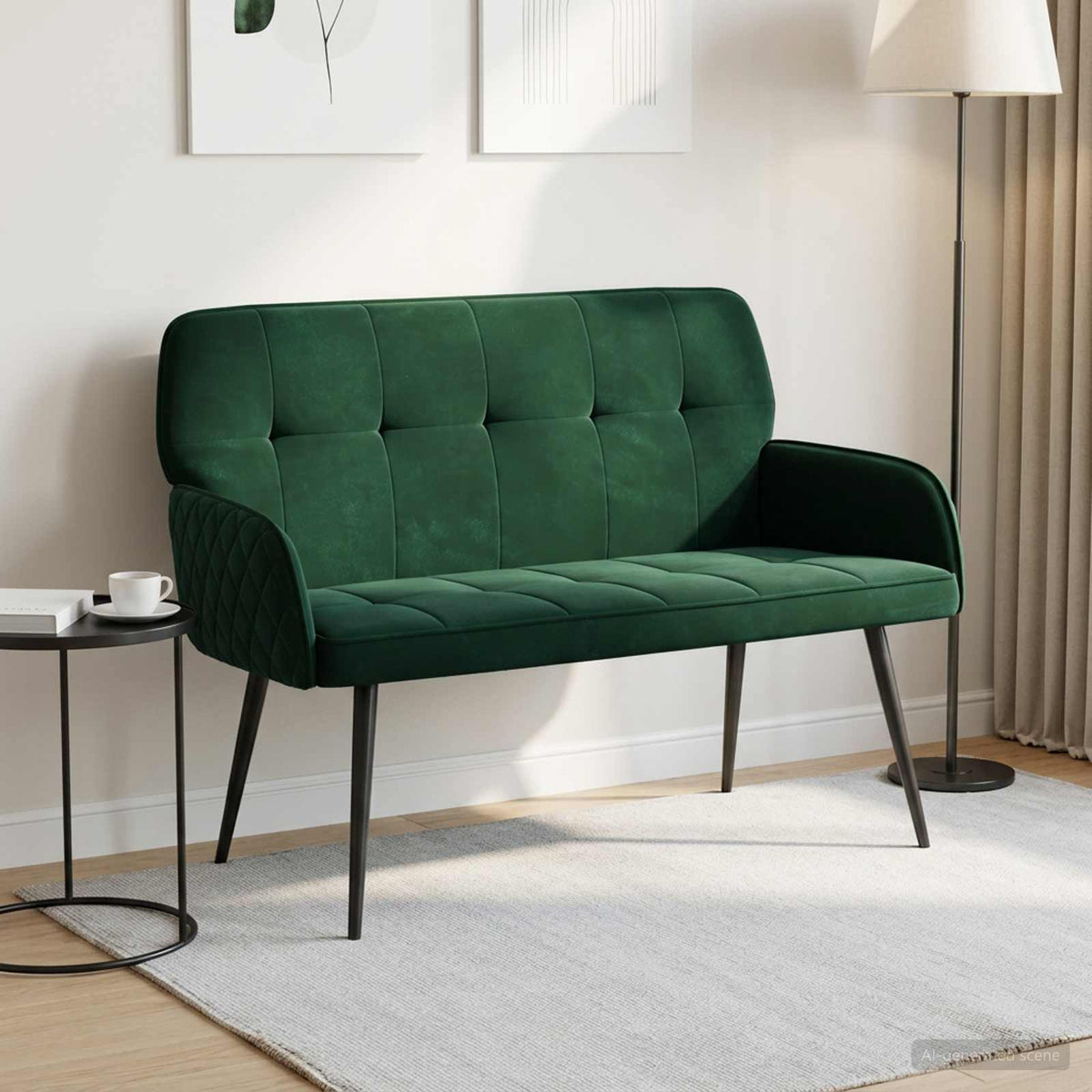 2 Seater Sofa with Metal Legs 2-Seater Dark Green Velvet