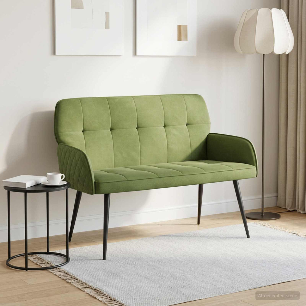 2 Seater Sofa with Metal Legs 2-Seater Light Green Velvet