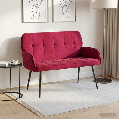 2 Seater Sofa with Metal Legs 2-Seater Wine Red Velvet