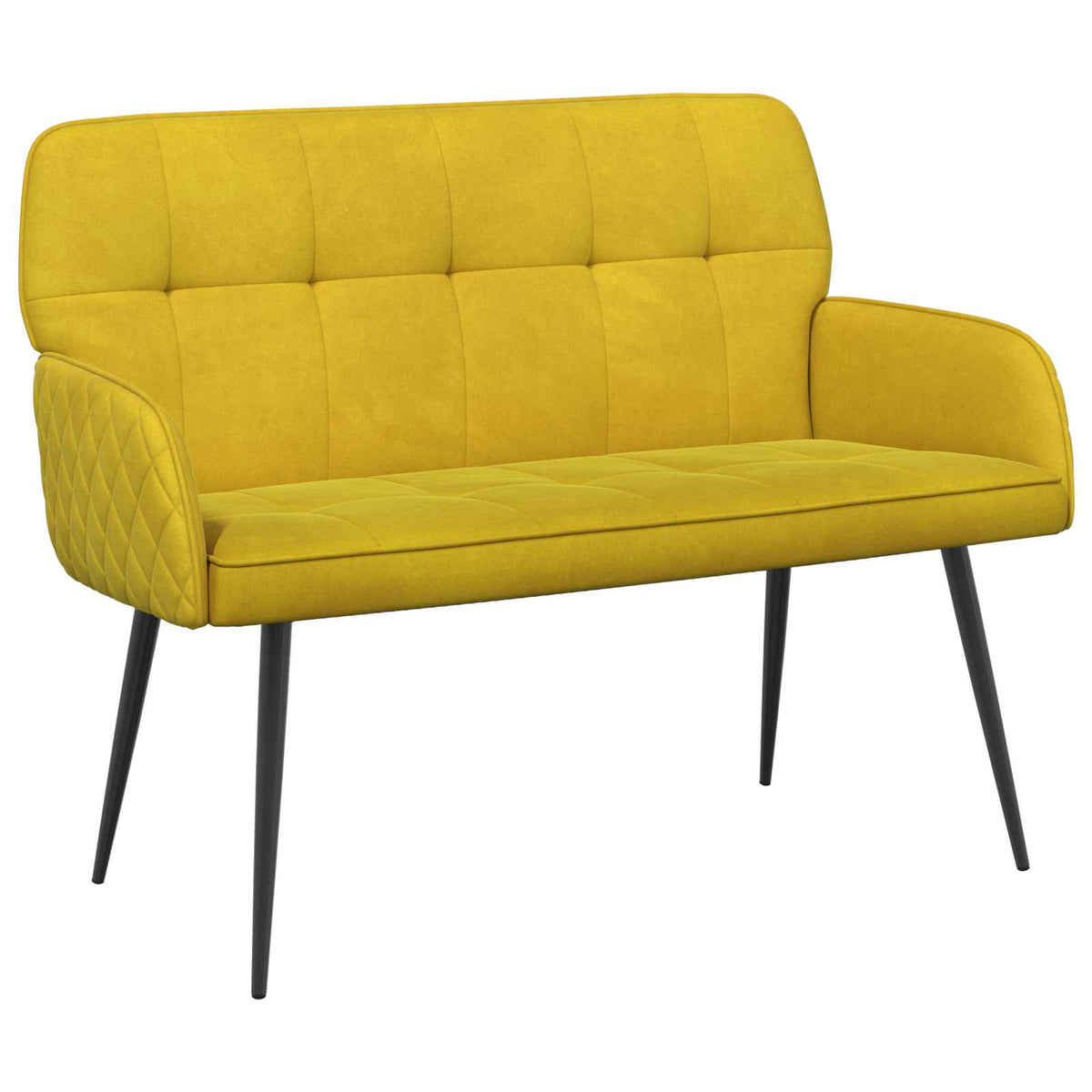 2 Seater Sofa with Metal Legs 2-Seater Yellow Velvet