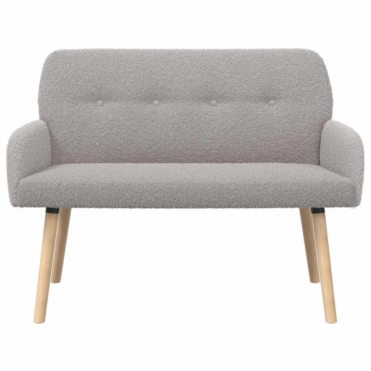 2 Seater Sofa with Solid Wood Legs Light Grey Bouclé