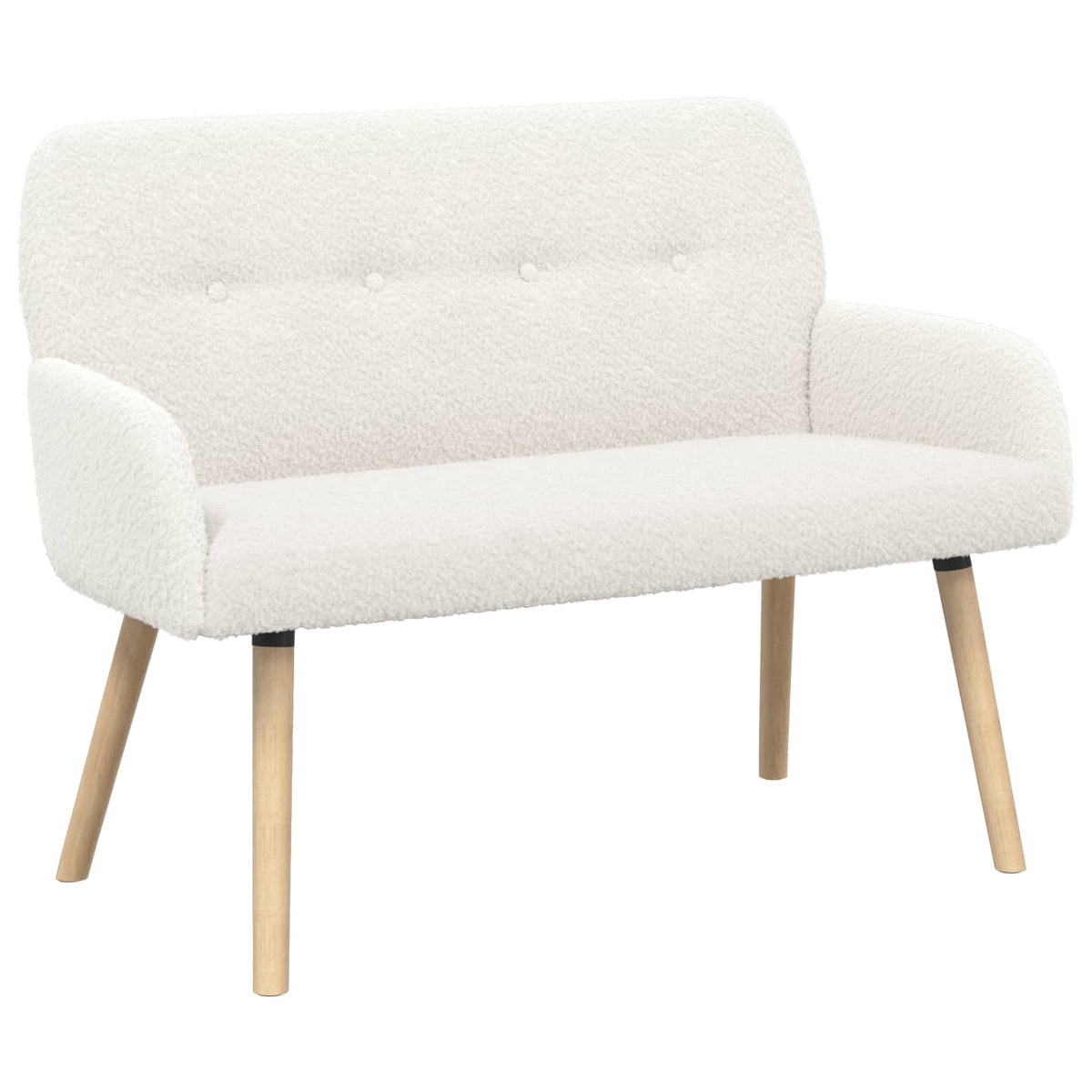 2 Seater Sofa with Solid Wood Legs Cream Bouclé