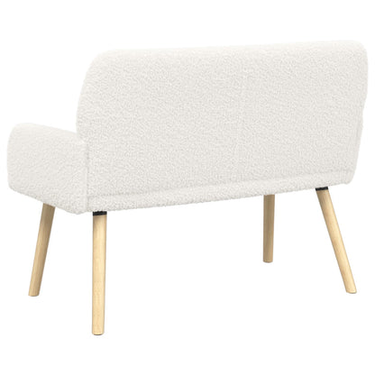 2 Seater Sofa with Solid Wood Legs Cream Bouclé