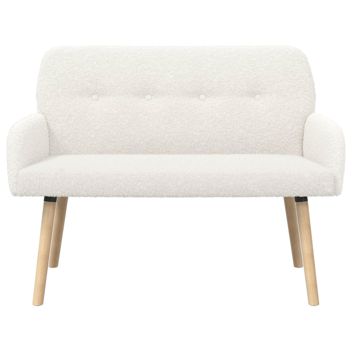 2 Seater Sofa with Solid Wood Legs Cream Bouclé