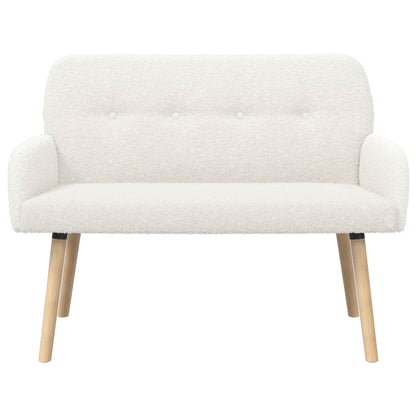 2 Seater Sofa with Solid Wood Legs Cream Bouclé