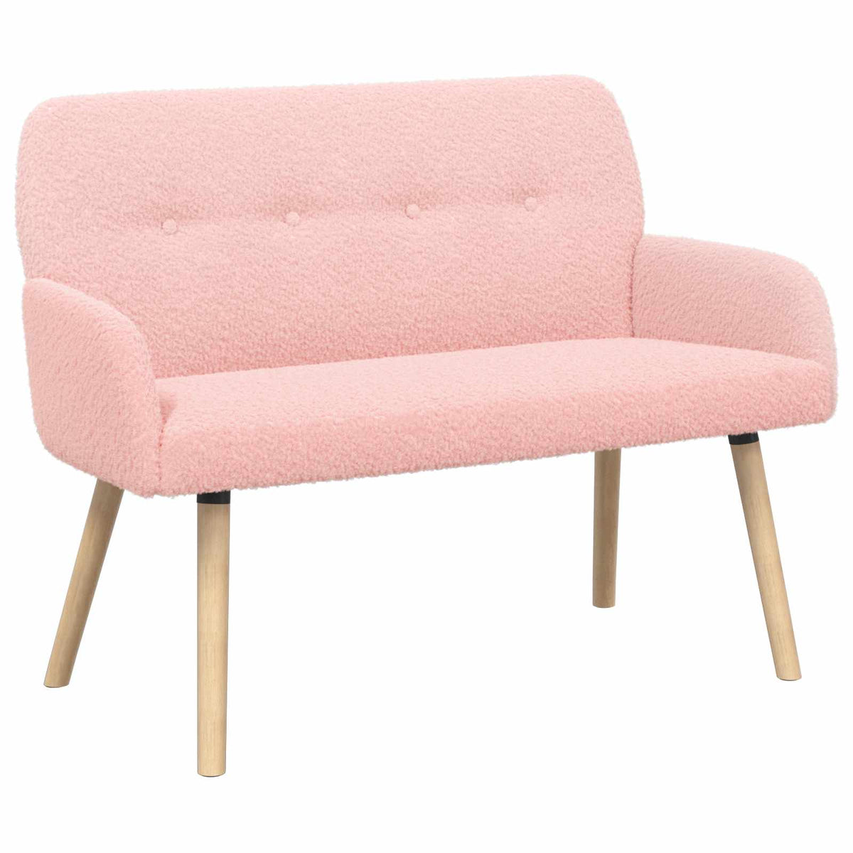 2 Seater Sofa with Solid Wood Legs Pink Bouclé